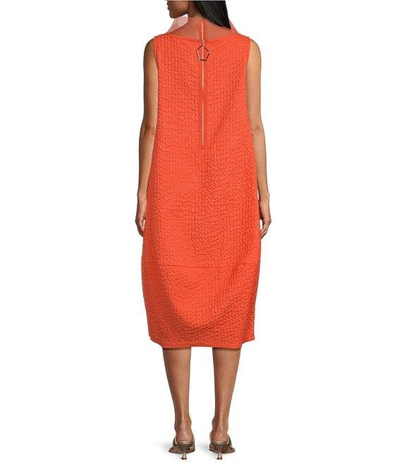 IC Collection Sleeveless Sheer Organza Funnel Neck Balloon Waistless Midi Dress Product Image