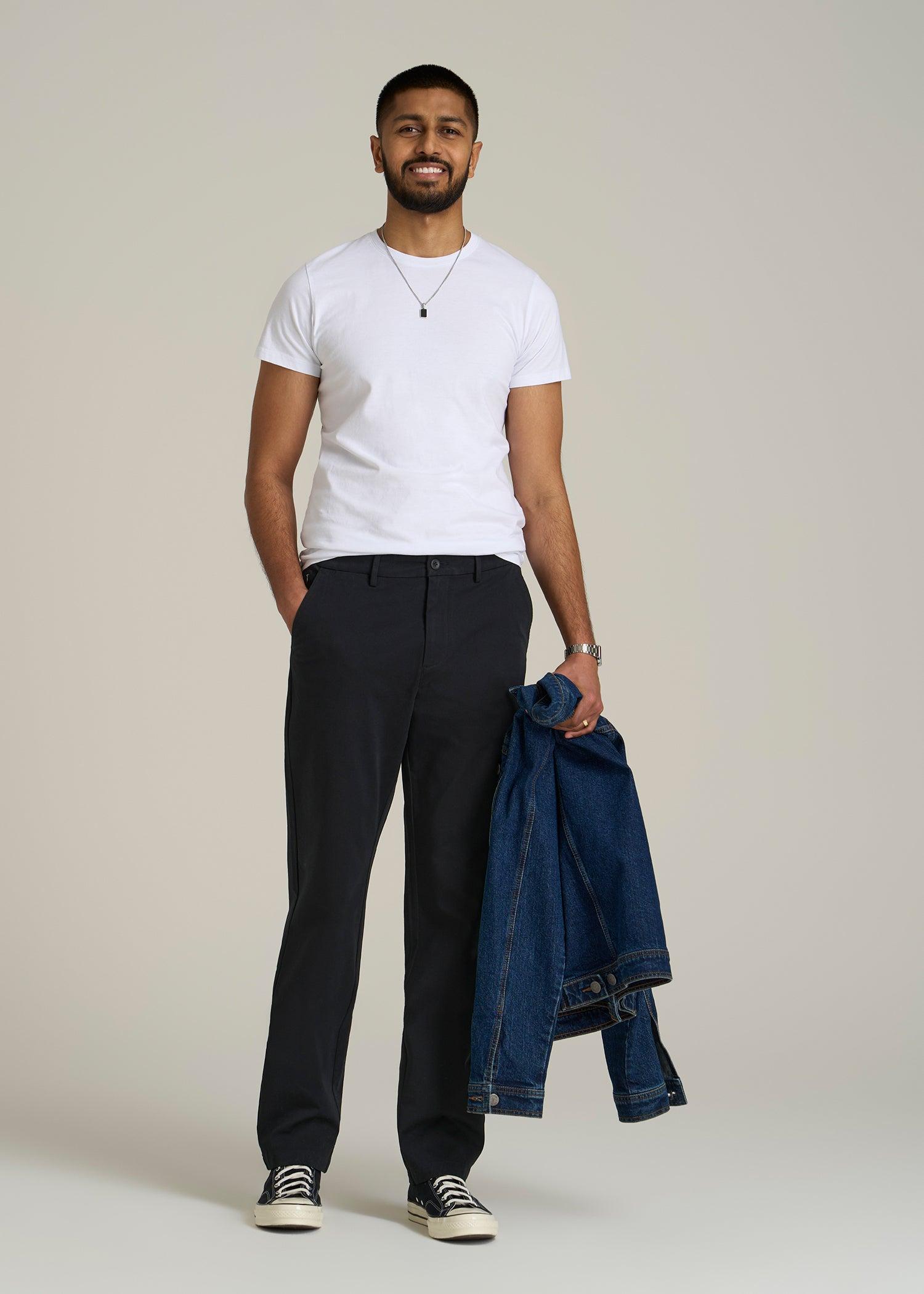 4 Way Stretch Commuter TAPERED Chino Pants for Tall Men in Black Male Product Image