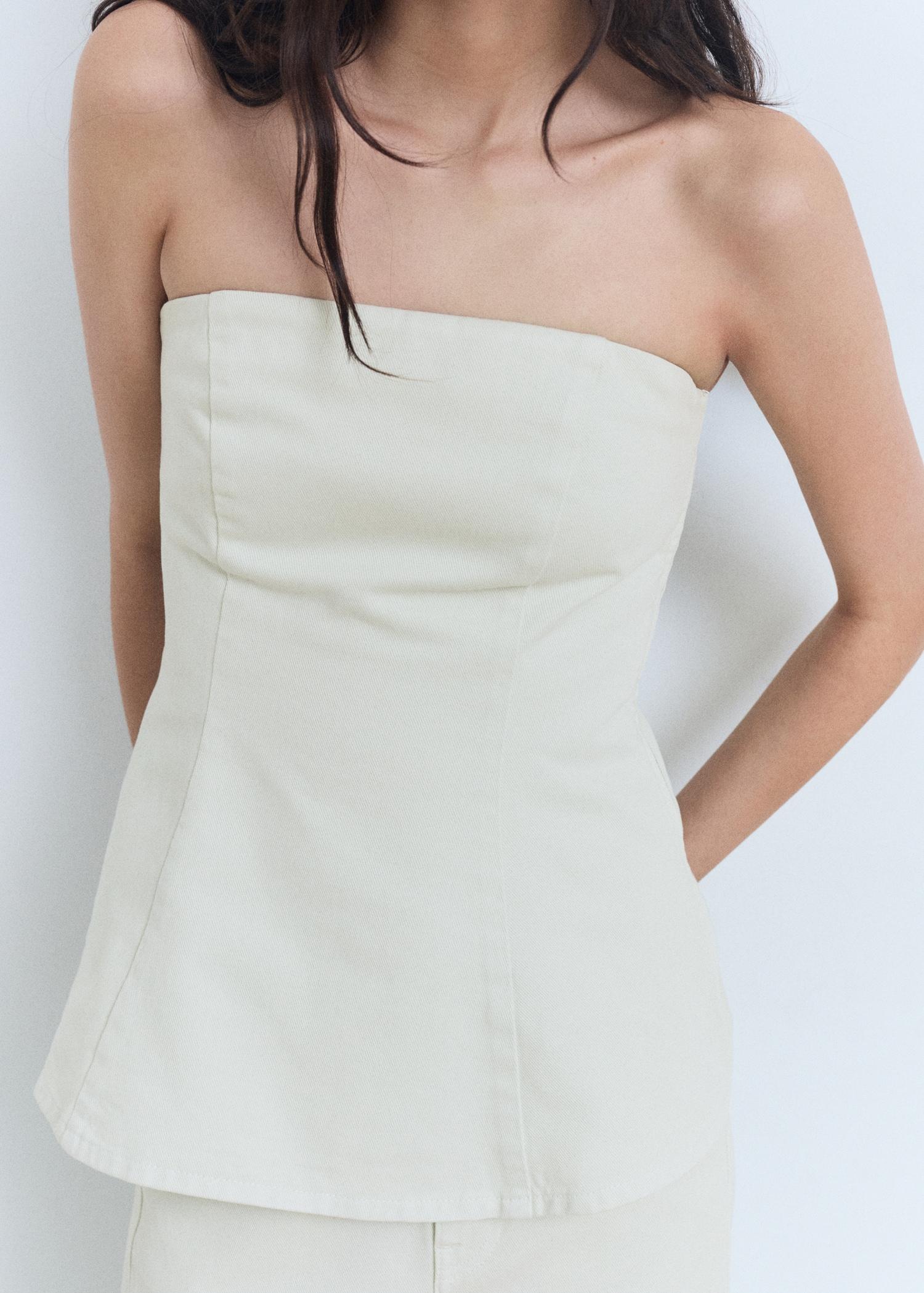 Strapless flared top - Women | MANGO USA Product Image