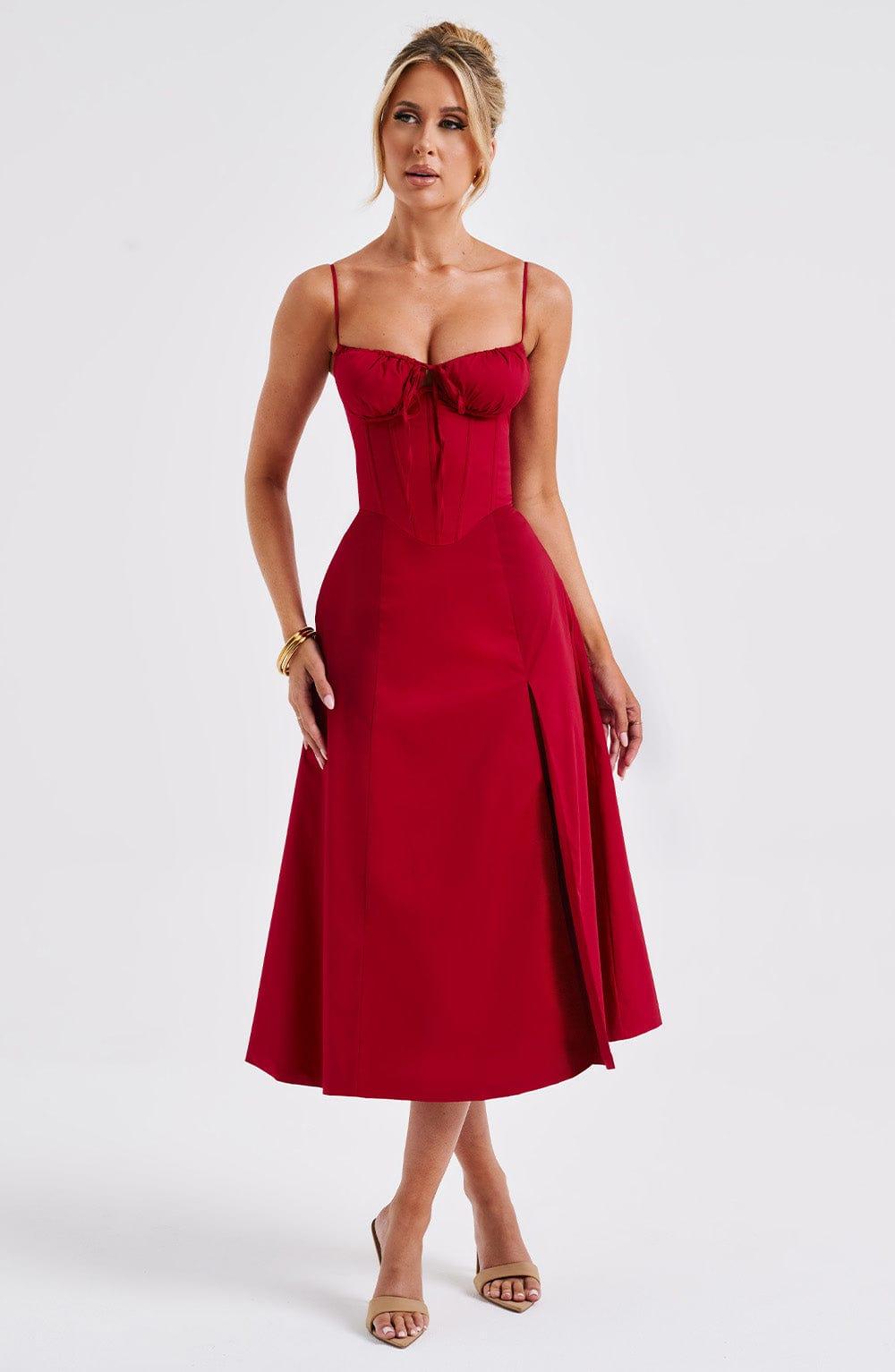 Deanna Midi Dress - Red Product Image