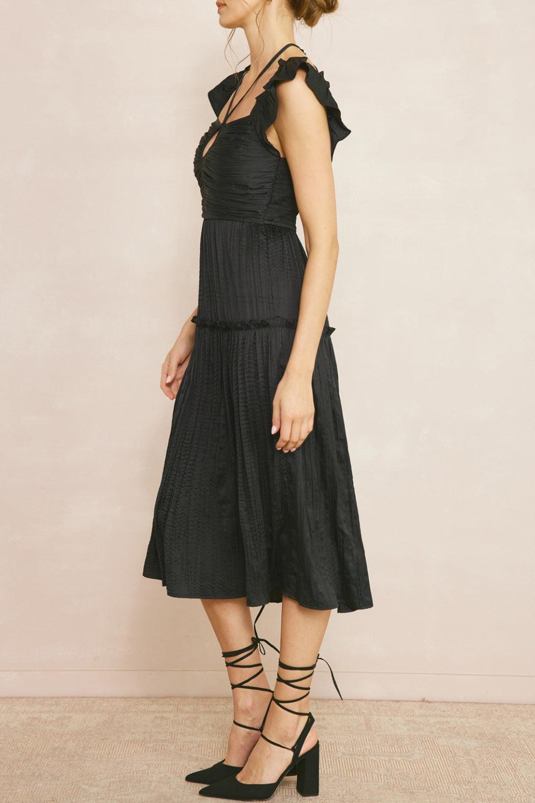 Ruffled Halter Midi Dress Product Image