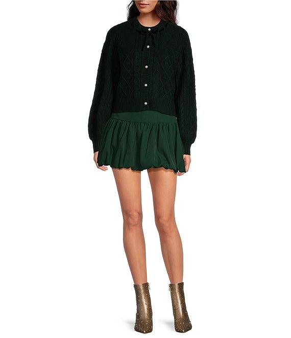 WAYF Lucky Taffeta Bubble Hem Mini Skirt Product Image