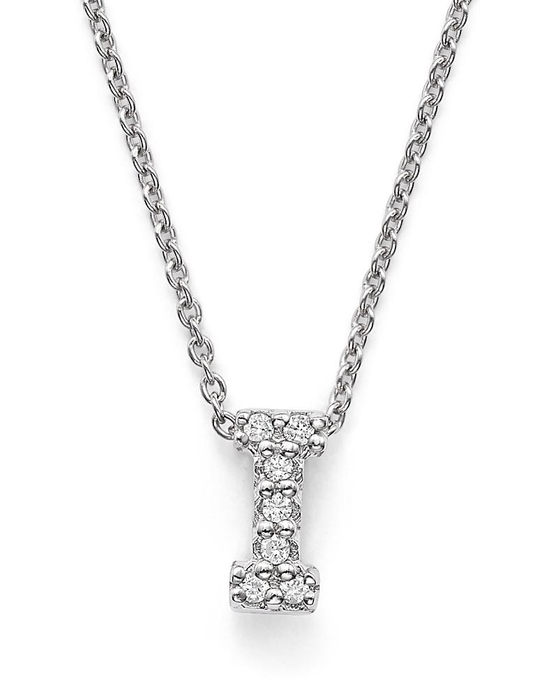 Womens Tiny Treasures 0.08 TCW Diamond & 18K White Gold Initial Necklace Product Image