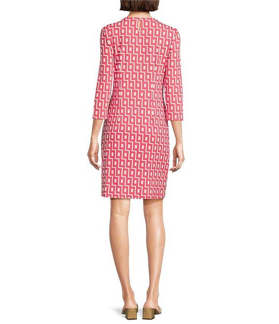 J.McLaughlin Catalyst Catalina Cloth Printed Round Neck 3/4 Sleeve Sheath Dress Product Image