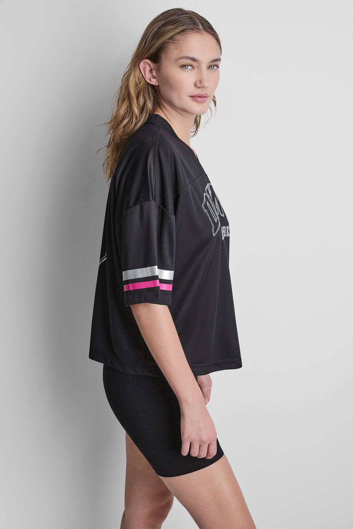 RHINESTONE VARSITY LOGO V-NECK JERSEY Product Image