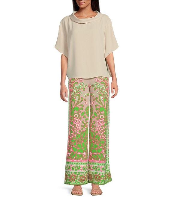 Trina Turk Honeysuckle Folded Boat Neck Short Dolman Sleeve Top Product Image