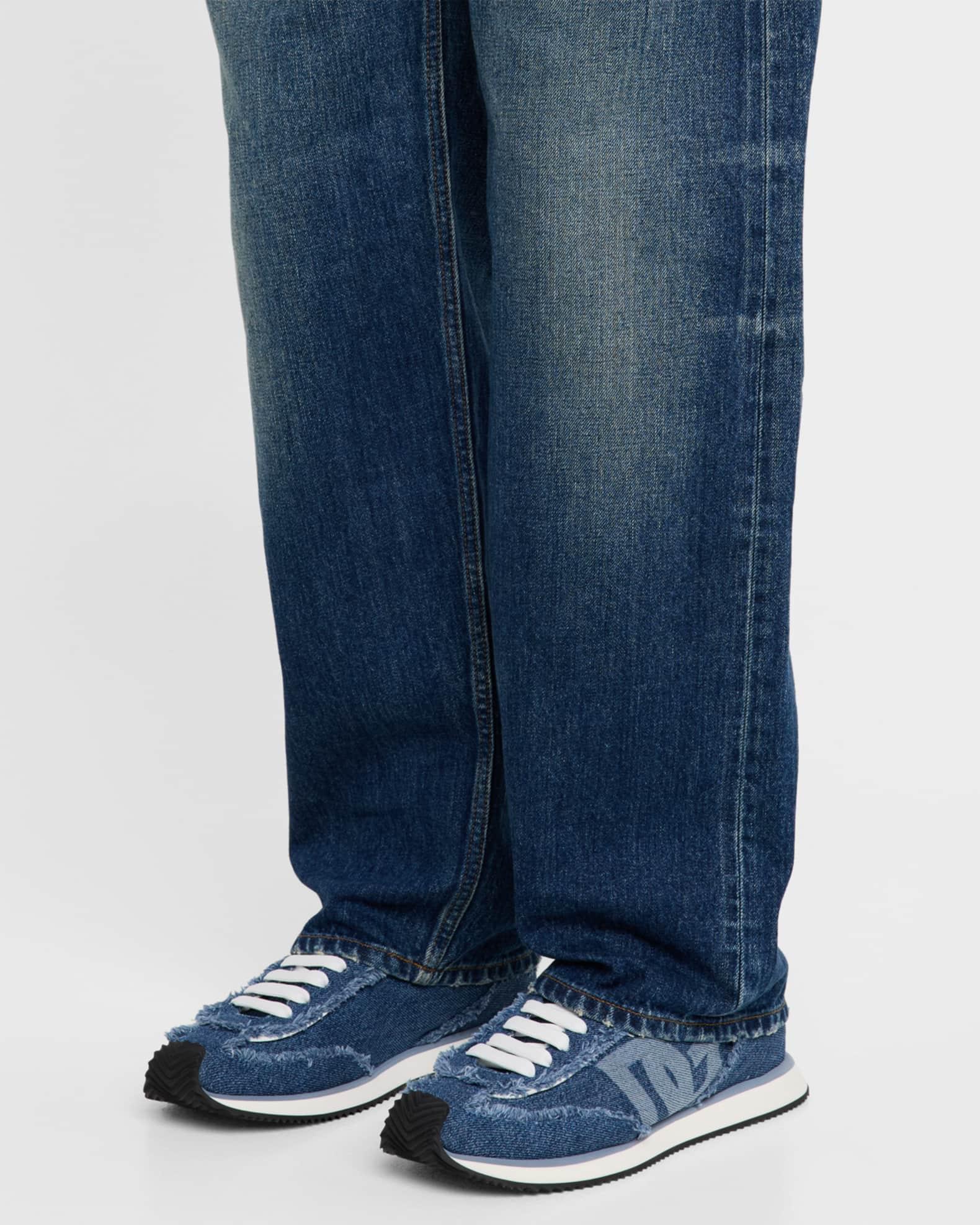 Men's Frayed Denim DG Low-Top Sneakers Product Image