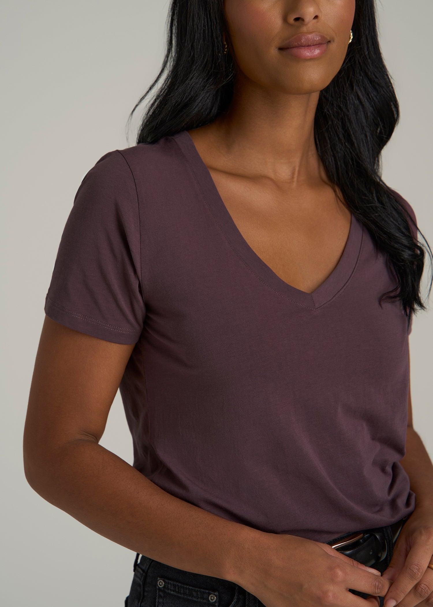 Scoop V-Neck Tee for Tall Women in Merlot Female Product Image