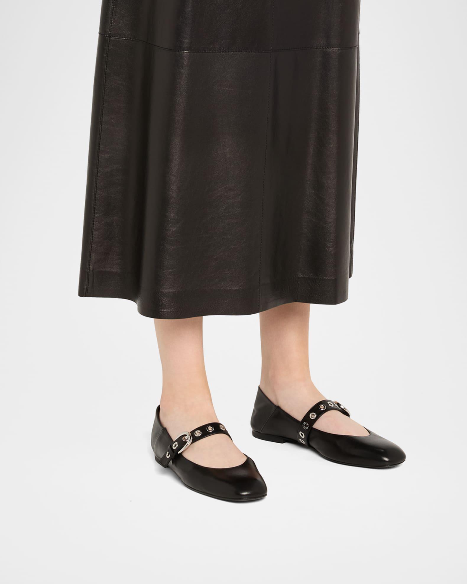 Supermoto Leather Mary Jane Ballerina Flats Product Image