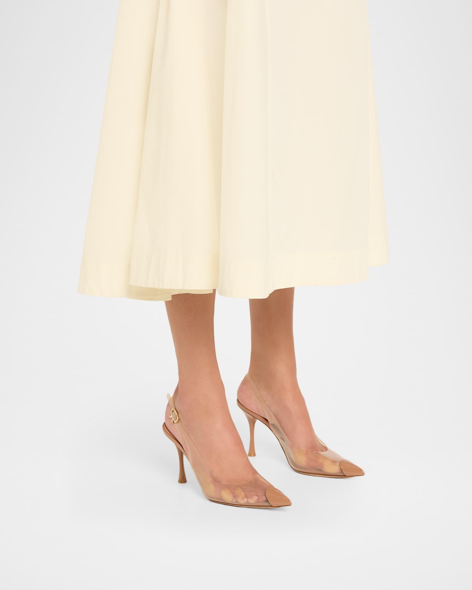 Plexi Patent Leather Cap-Toe Slingback Pumps Product Image