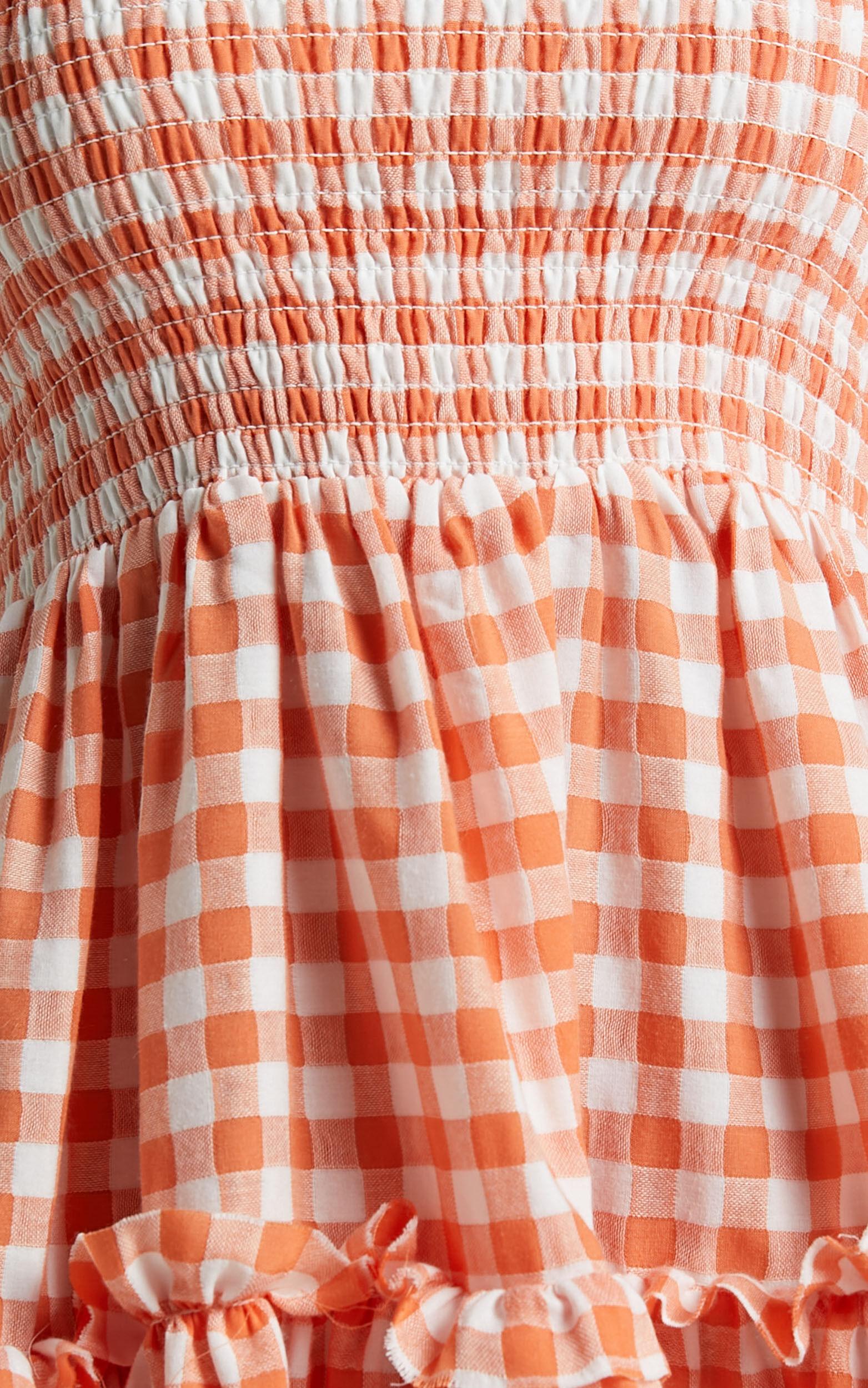 Wilda Mini Dress - Shirred Tiered Dress in Orange Product Image