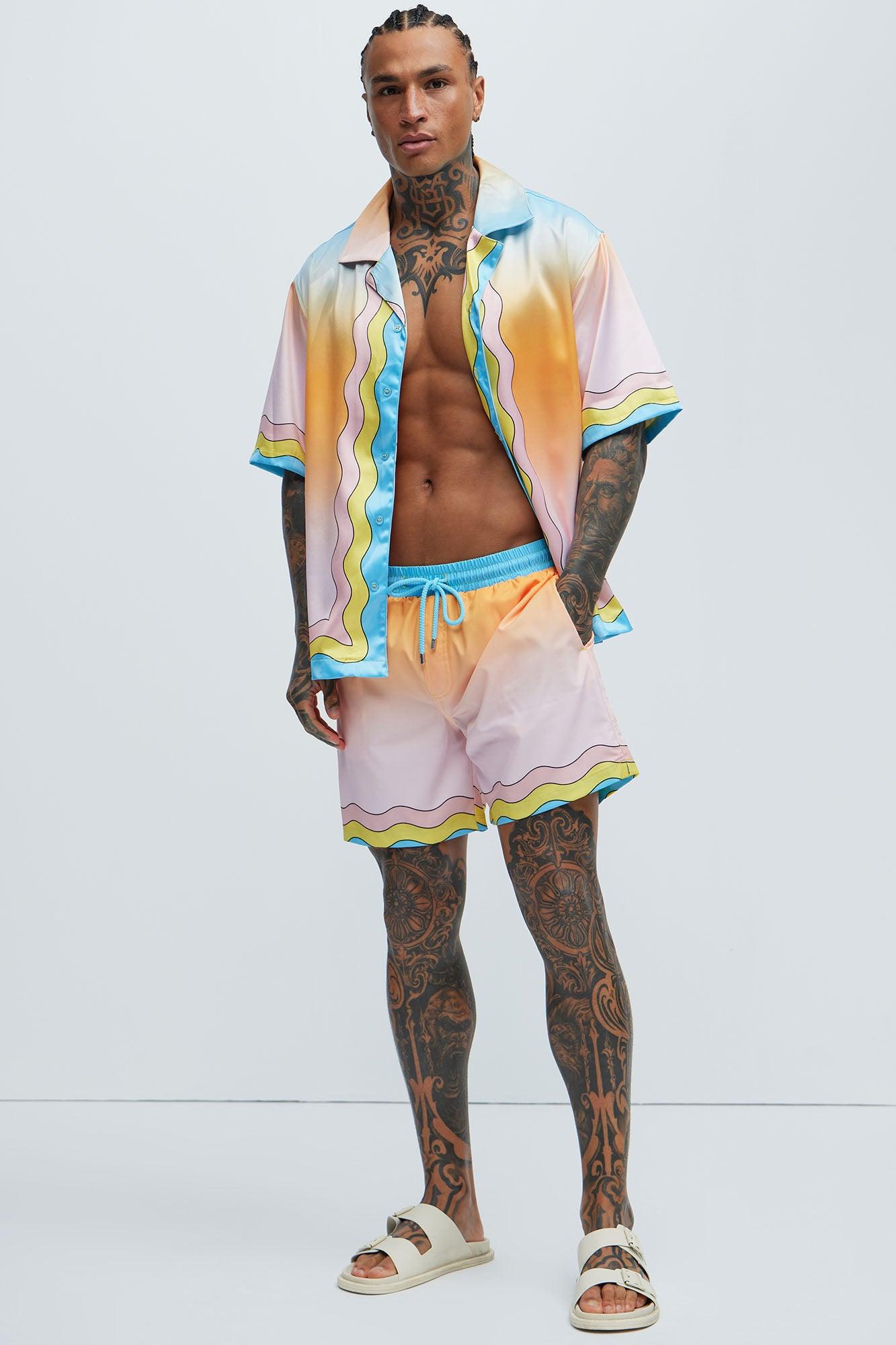 Valley Swim Mid Trunk - Orange/combo Product Image