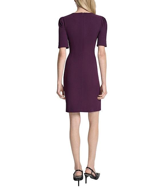 DKNY by Donna Karan Scuba Crepe Short Sleeve Button Wrap Dress Product Image