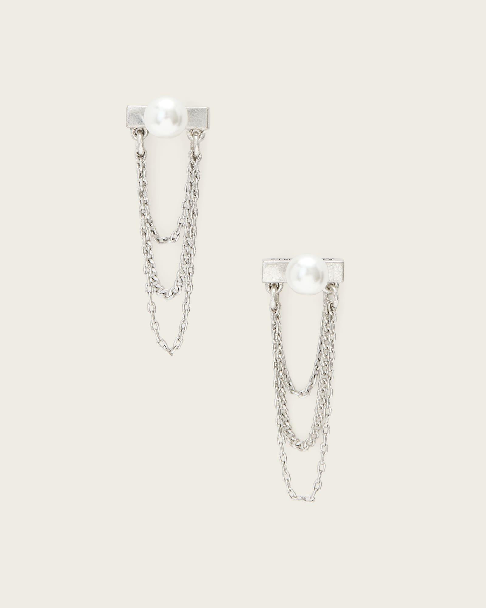 Nellie Pave Earrings WARM SILVER | ALLSAINTS US Product Image