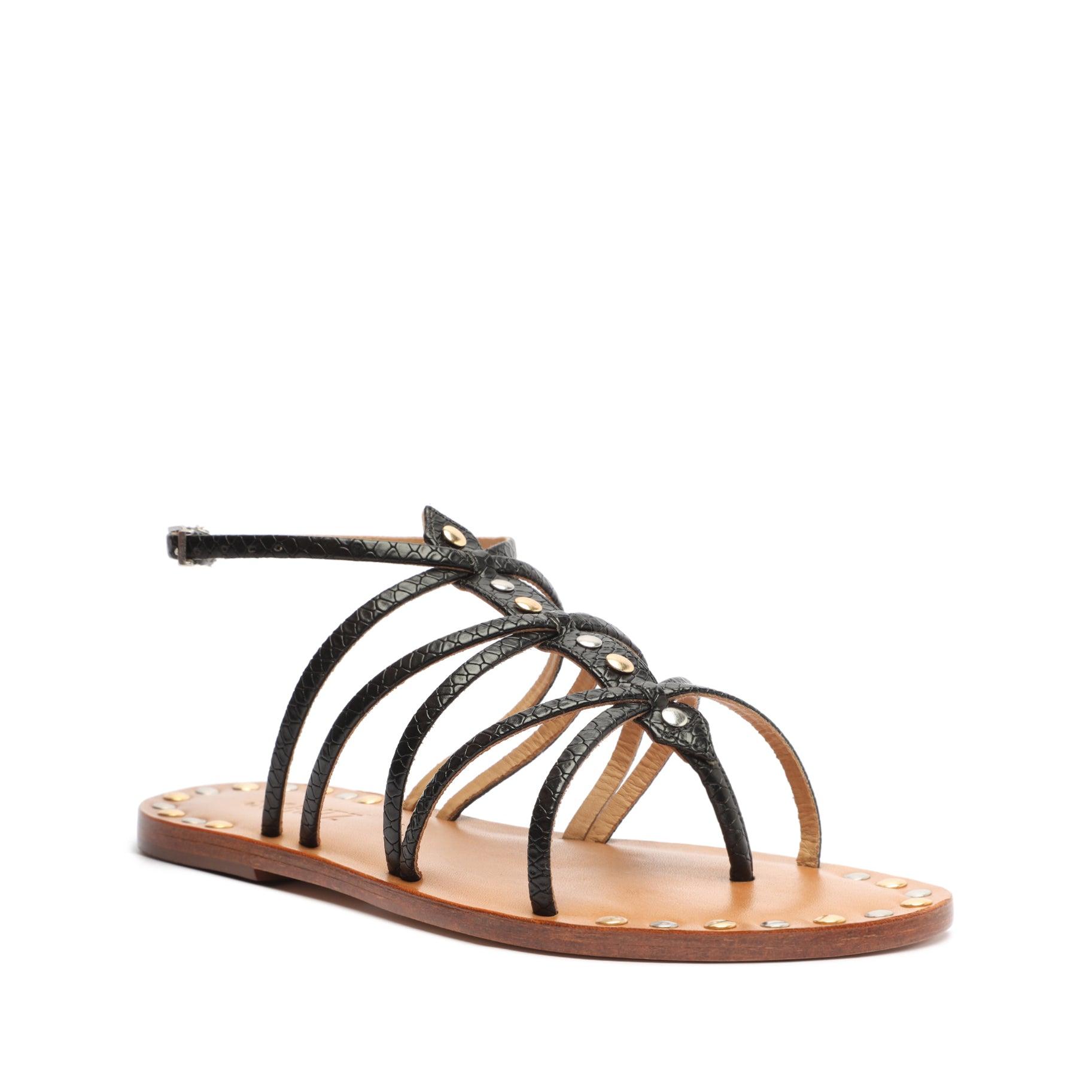 Malaya Casual Snake-Embossed Leather Sandal Product Image