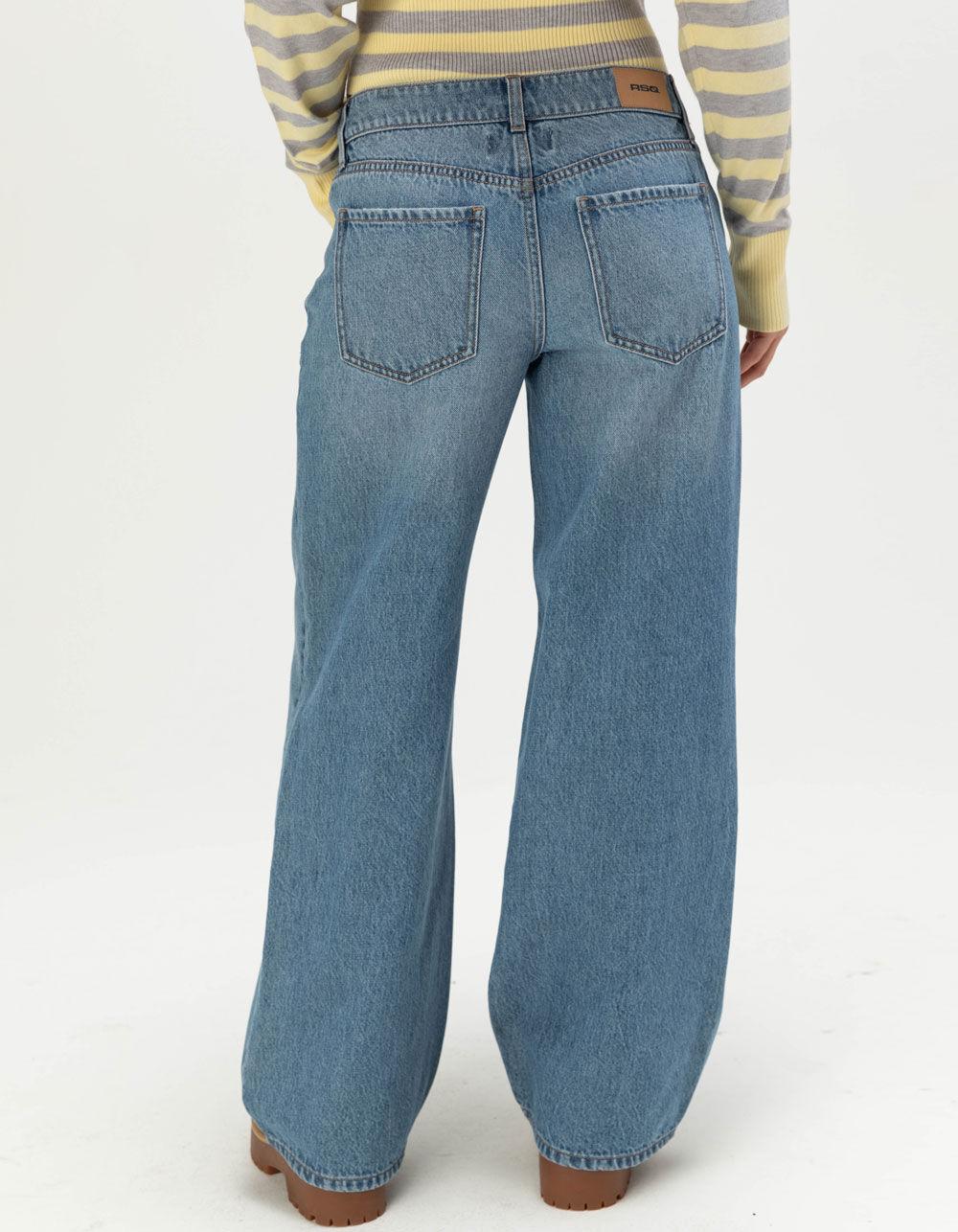 RSQ Womens Fold Over Waistband Baggy Jeans - MEDIUM WASH Product Image