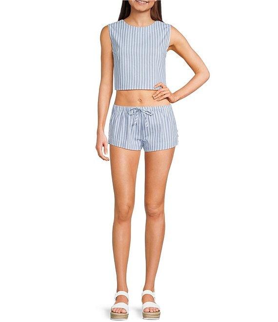 Dee Elly Sleeveless Poplin Stripe Coordinating Crop Top Product Image