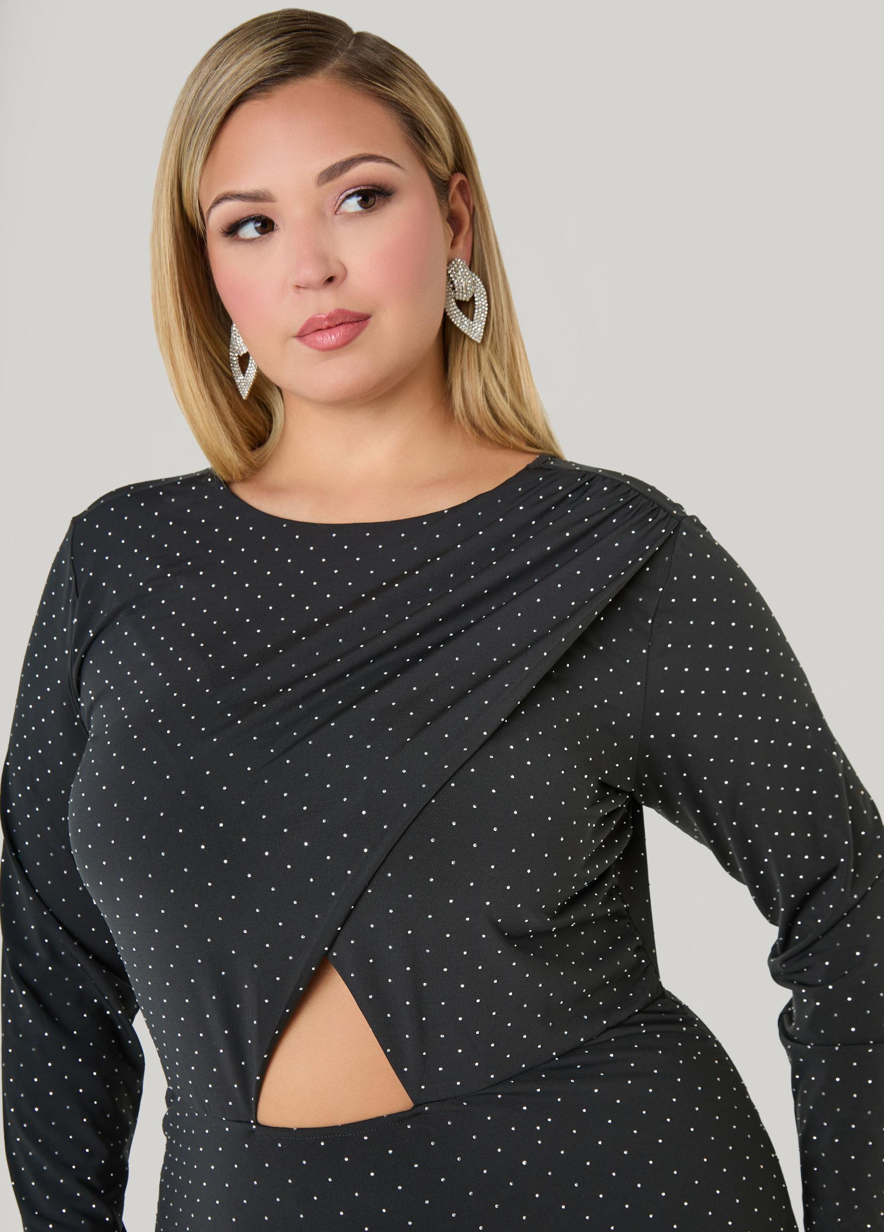 Studded Faux Wrap Bodycon Dress Product Image