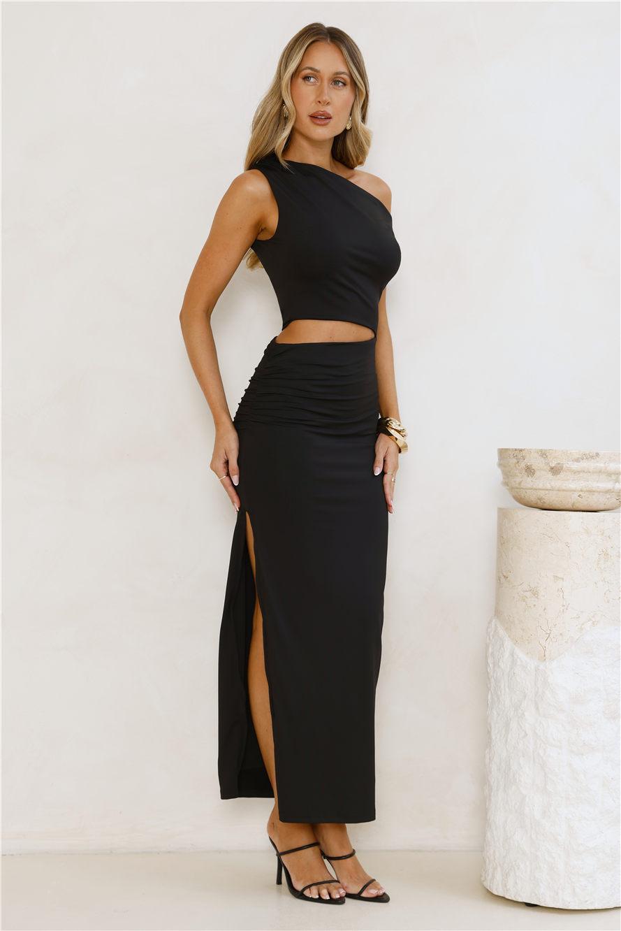 Elevated Everyday Off Shoulder Maxi Dress Black Product Image