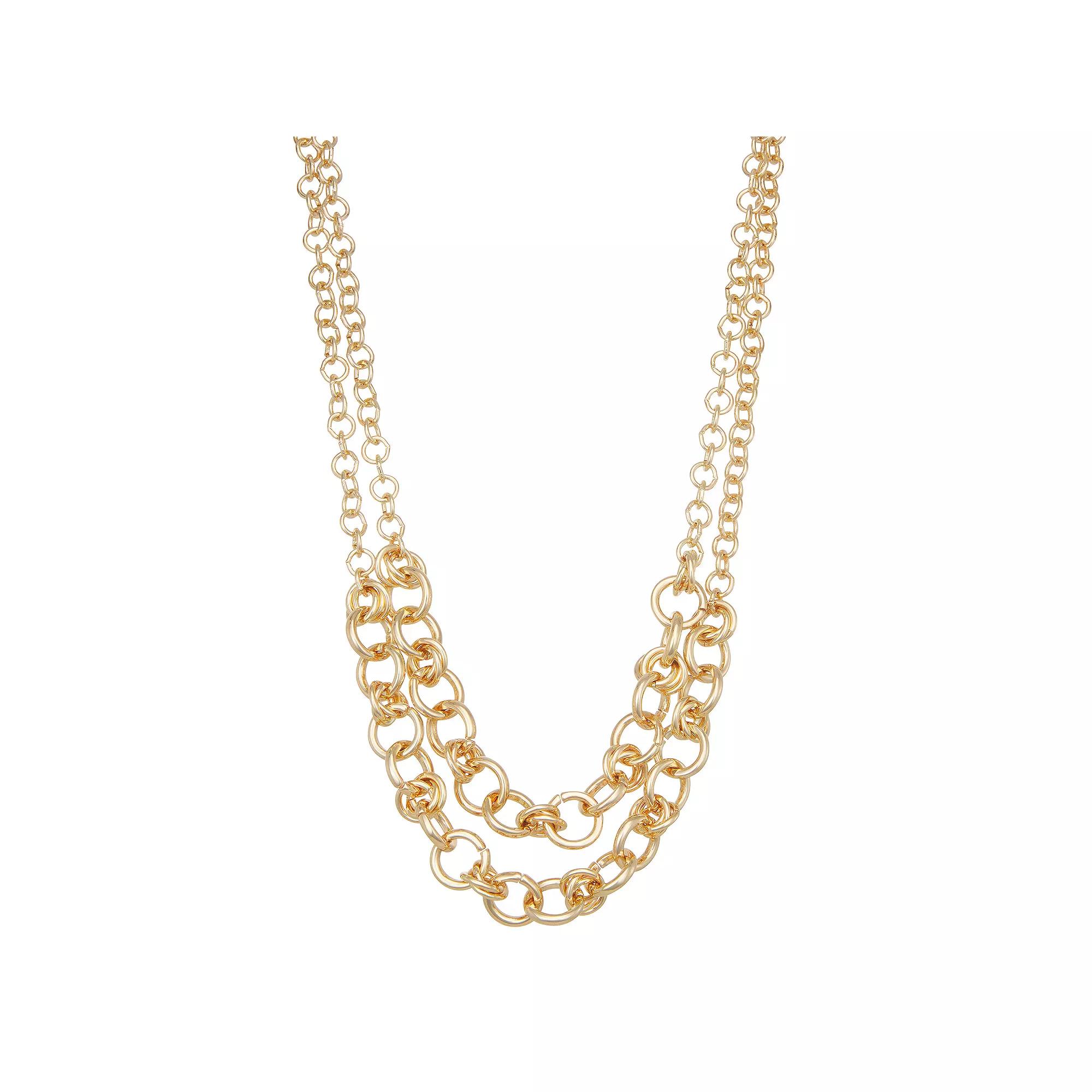 Napier Gold Tone Gold Rings Multirow Statement Necklace, Women's Product Image