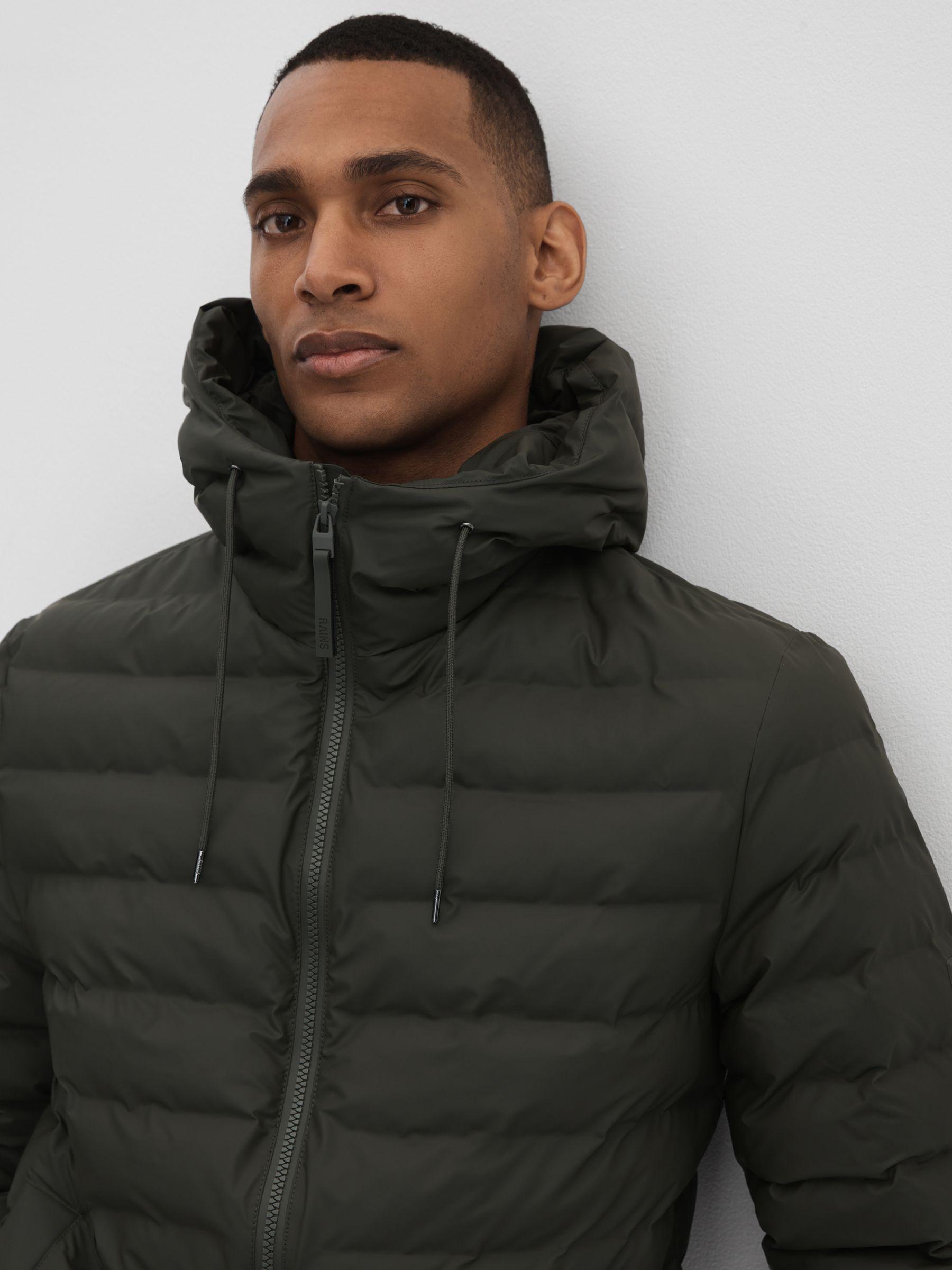 Rains Hooded Puffer Jacket in Green Product Image