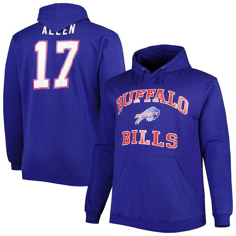 Men's Josh Allen Royal Buffalo Bills Big & Tall Fleece Name & Number Pullover Hoodie, Size: 4XLT, Blue Product Image