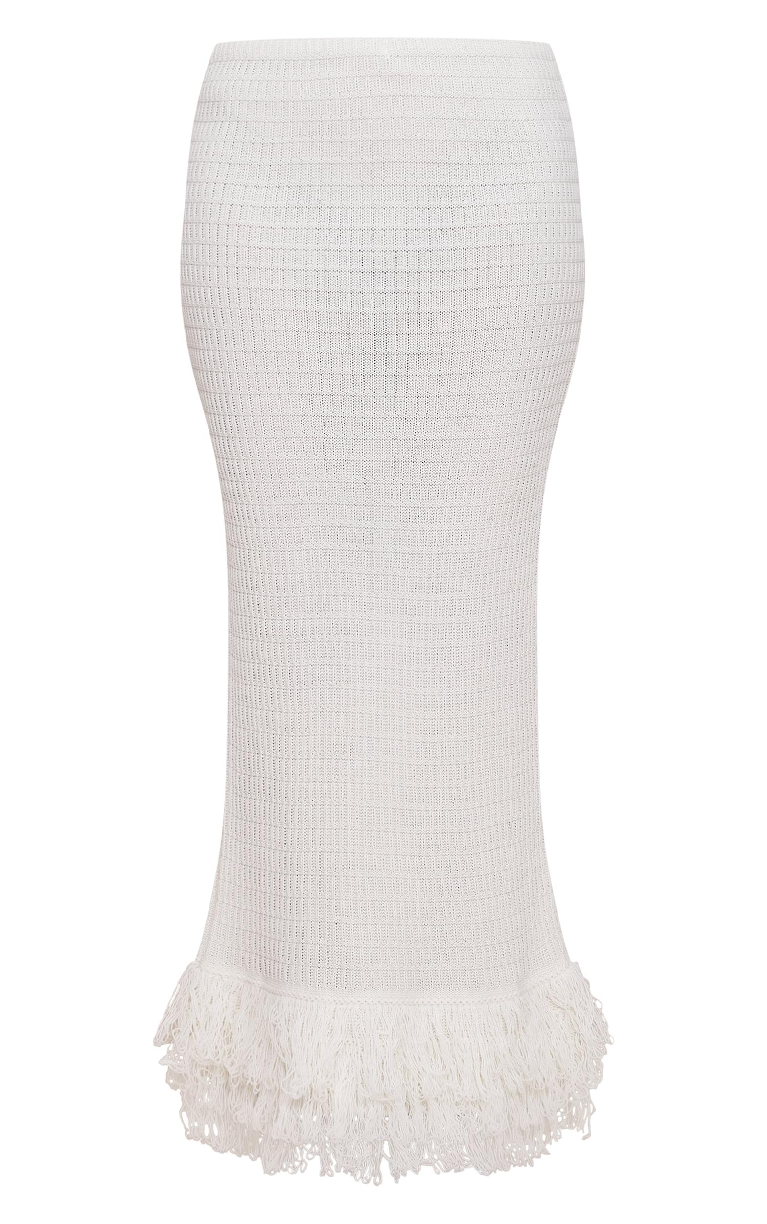 Cream Loop Knit Maxi Skirt Product Image