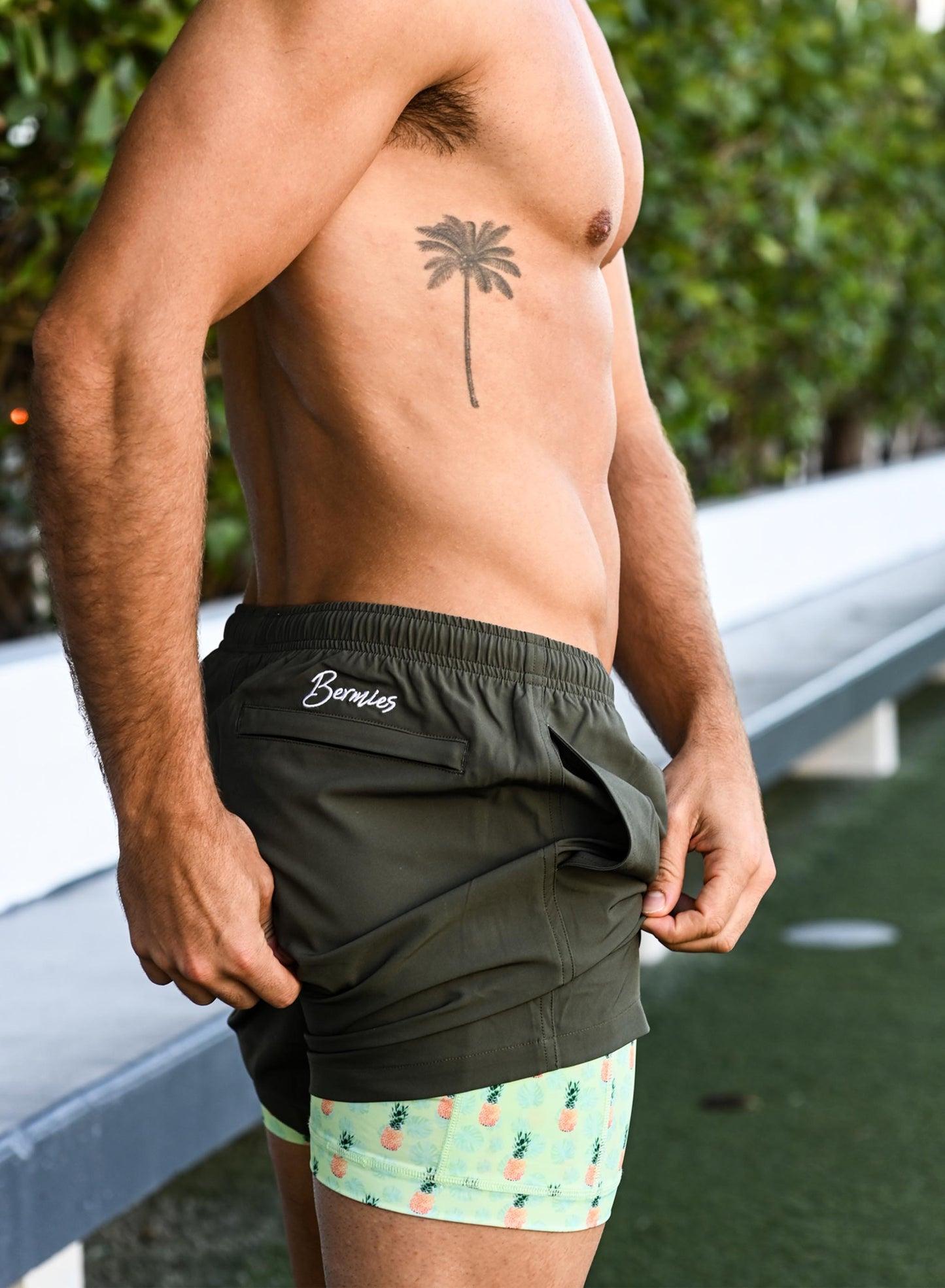 Bermies Green Pineapples Swim Trunks Male Product Image