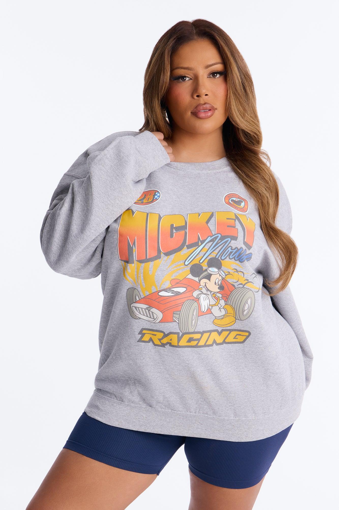 Mickey Racing Crew Sweatshirt - Heather Grey Female Product Image