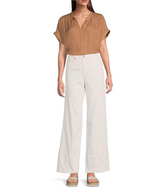 Dear John Holly Stretch Denim High Rise Double Button Wide Leg Jeans Product Image