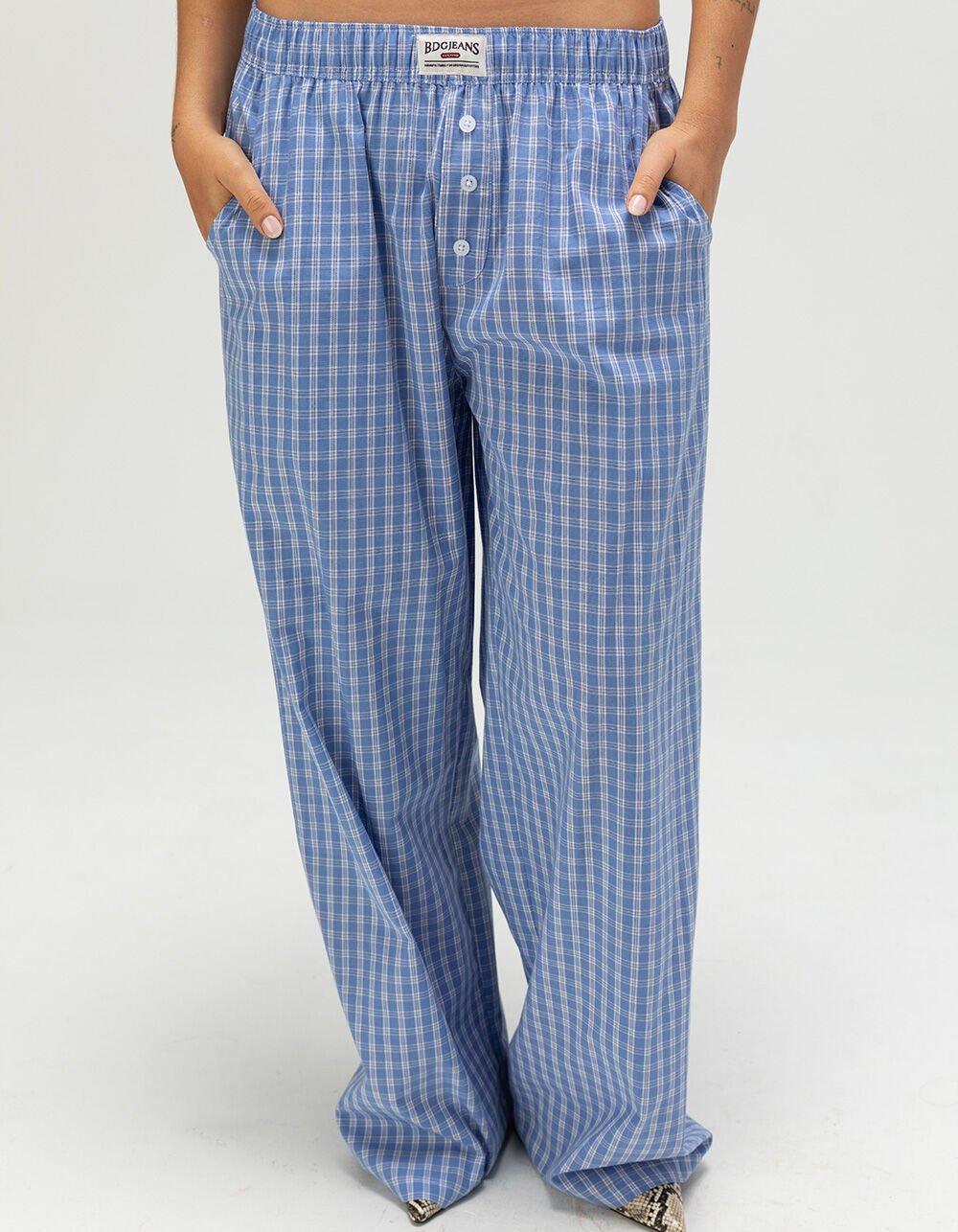 BDG Urban Outfitters Check Womens Boxer Pants - BLUE Product Image