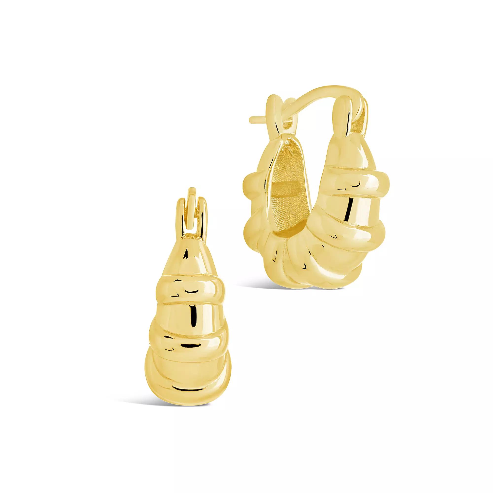 MC Collective Ribbed Micro Hoop Earrings, Women's, Gold Tone Product Image