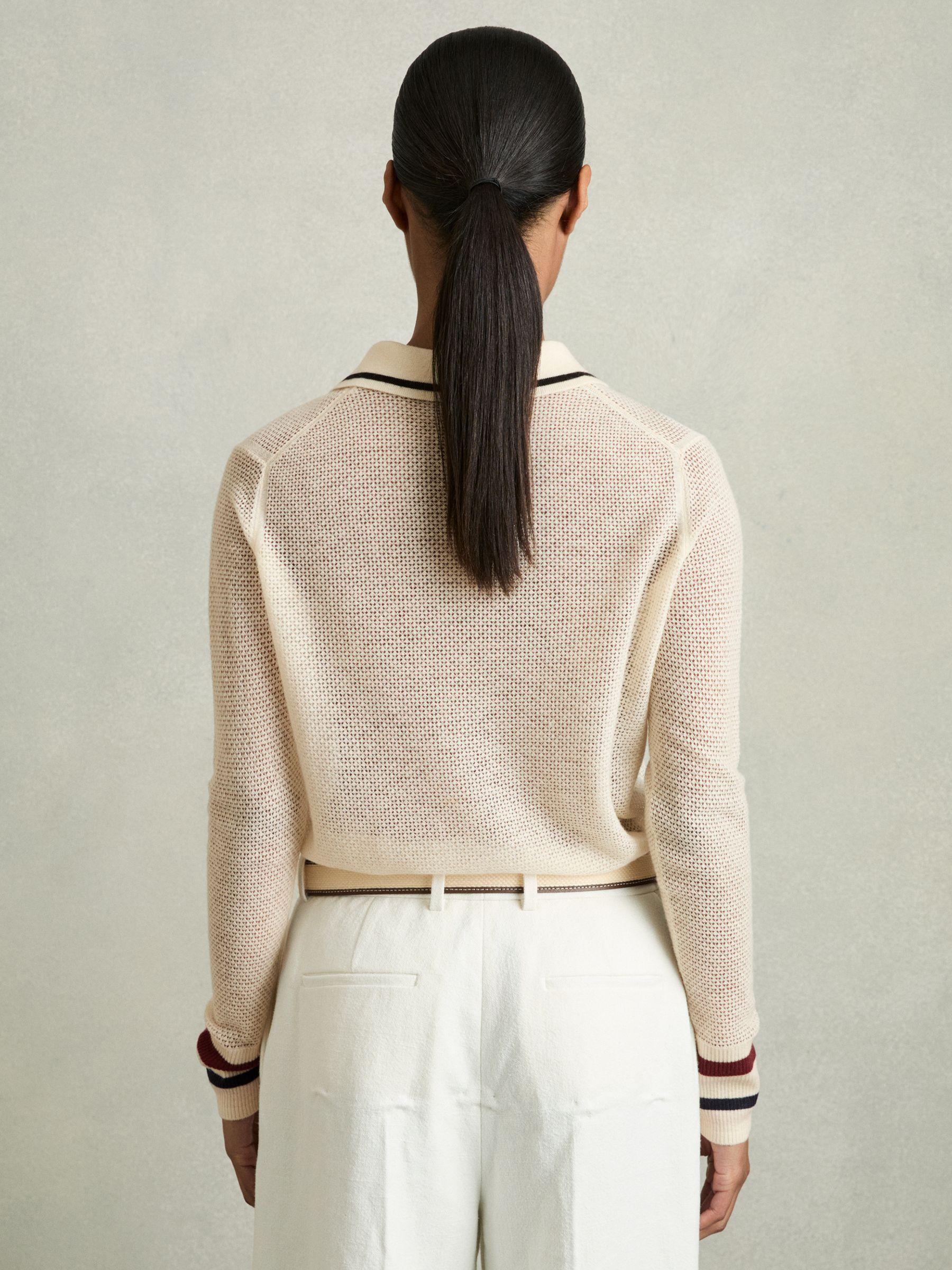 Wool-Cashmere Tipped Polo Jumper in Neutral Product Image