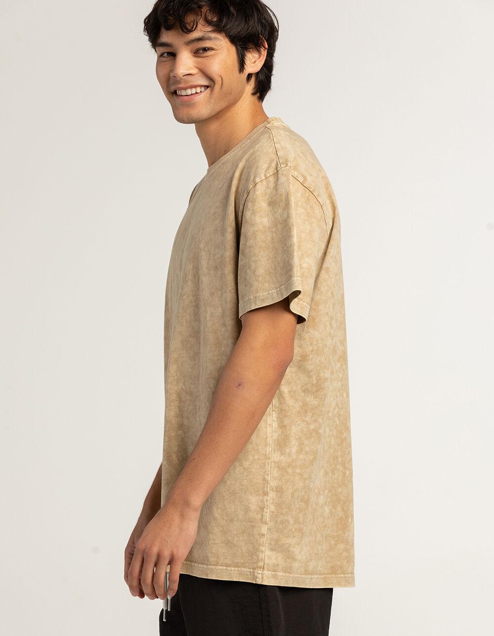 RSQ Mens Acid Wash Oversized Tee - KHAKI Product Image