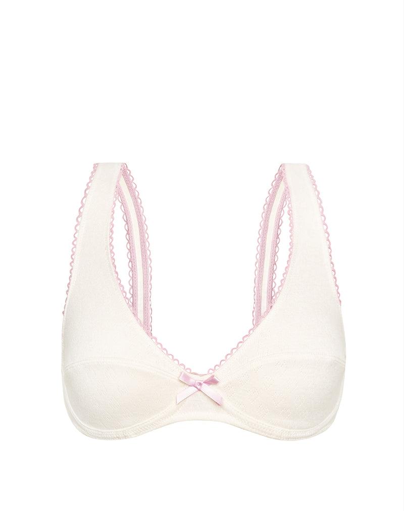 Halai Underwire Bra in Pointelle Ivory with Bow Female Product Image