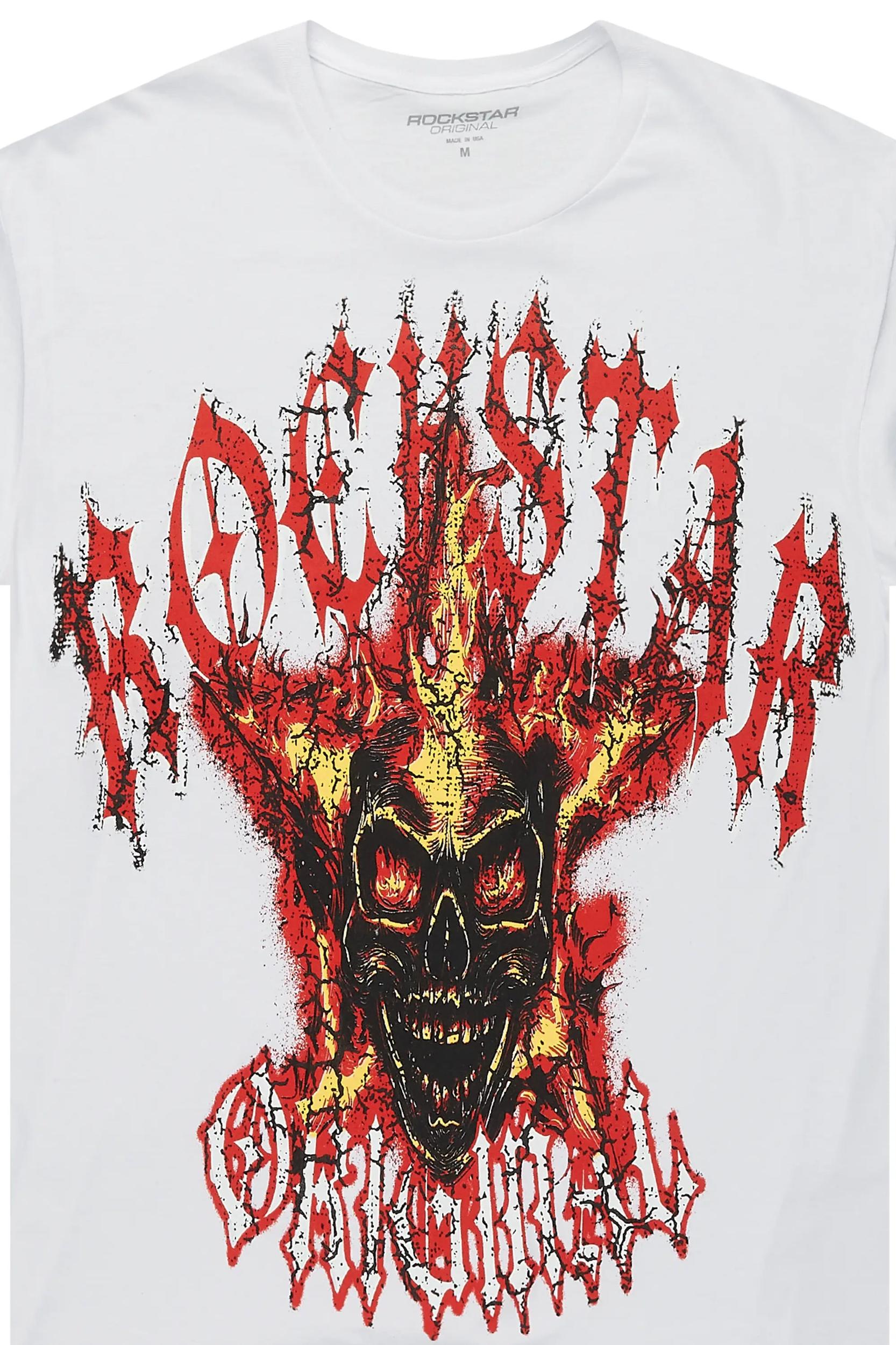 Kalvin White Oversized Graphic T-Shirt Male Product Image