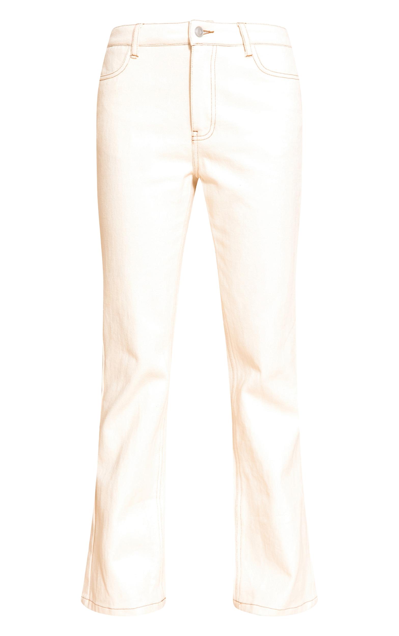  Ecru Mid Rise Wide Leg Jeans Product Image