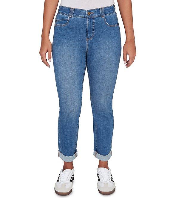 Ruby Rd. Ultra-Soft Rolled Hem Girlfriend Jeans Product Image