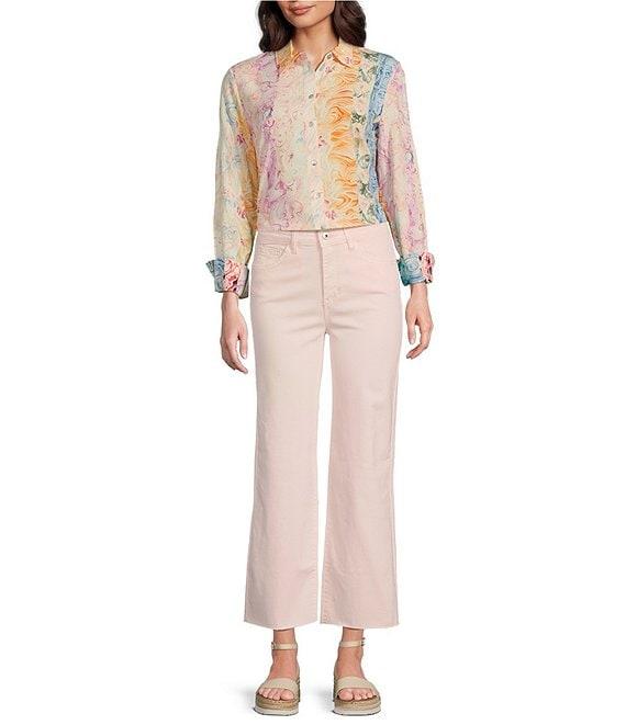 Charlie B. Woven Printed Point Collar Long Sleeve Blouse Product Image