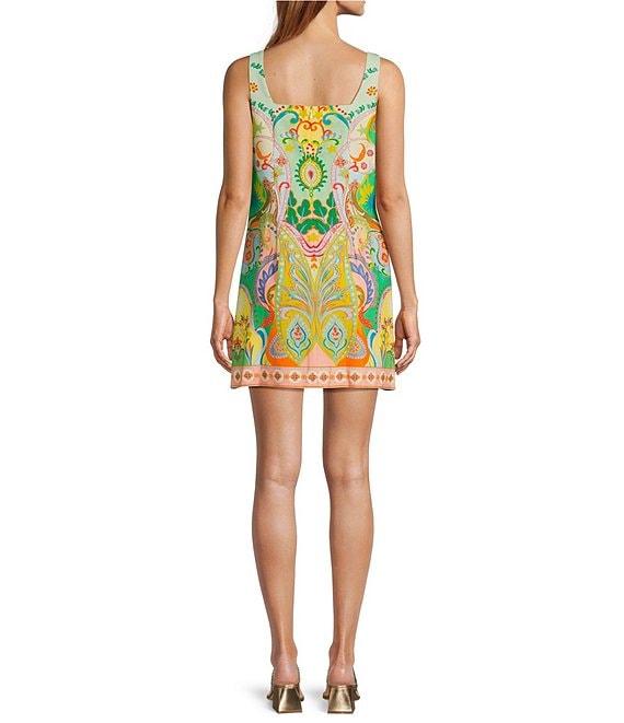 Antonio Melani Eliana Printed Linen Square Neck Sleeveless Dress Product Image