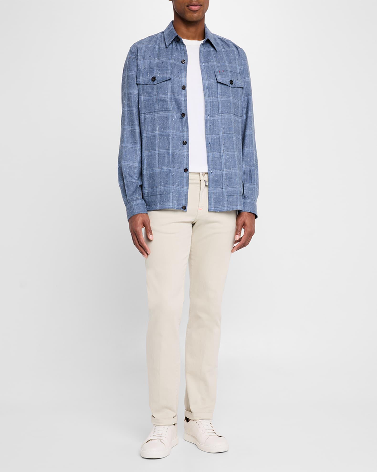 Men's Wool and Silk Windowpane Overshirt Product Image