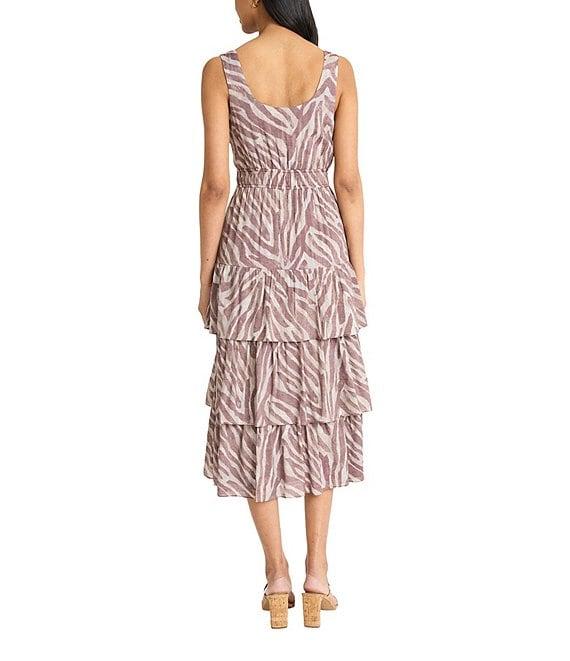The Good Journey Scoop Neck Tiered Ruffle Gauze Midi Dress Product Image