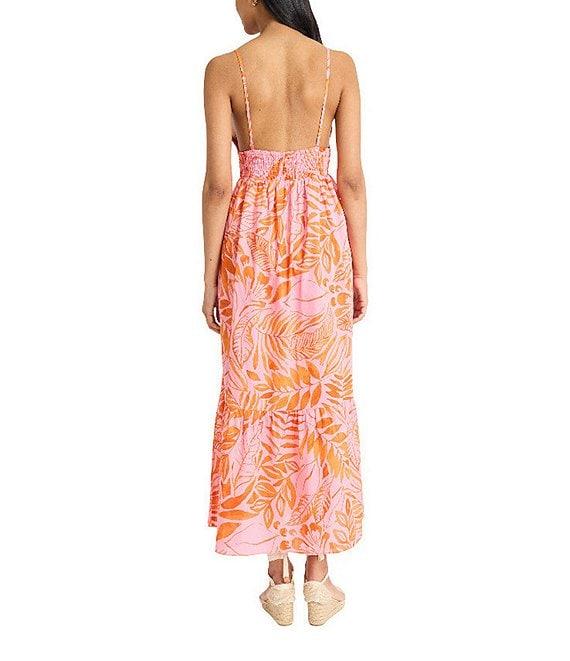 The Good Journey Printed Cotton Voile V-Neck Spaghetti Straps A-Line Midi Dress Product Image