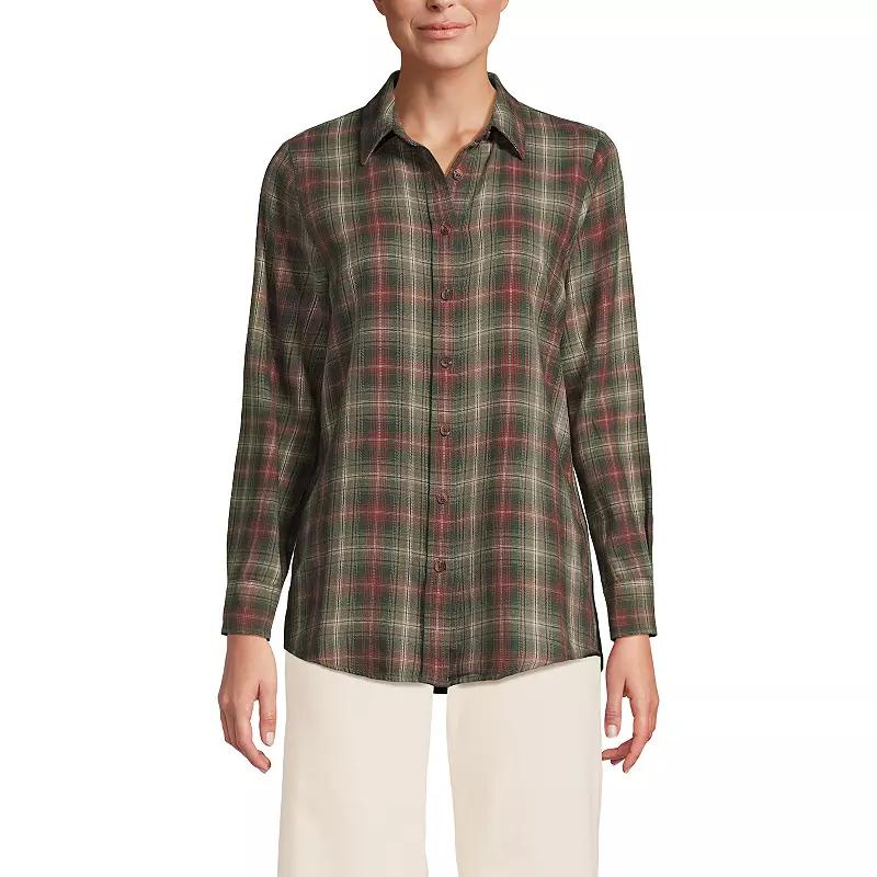 Women's Lands' End Flannel Boyfriend Shirt,  Product Image