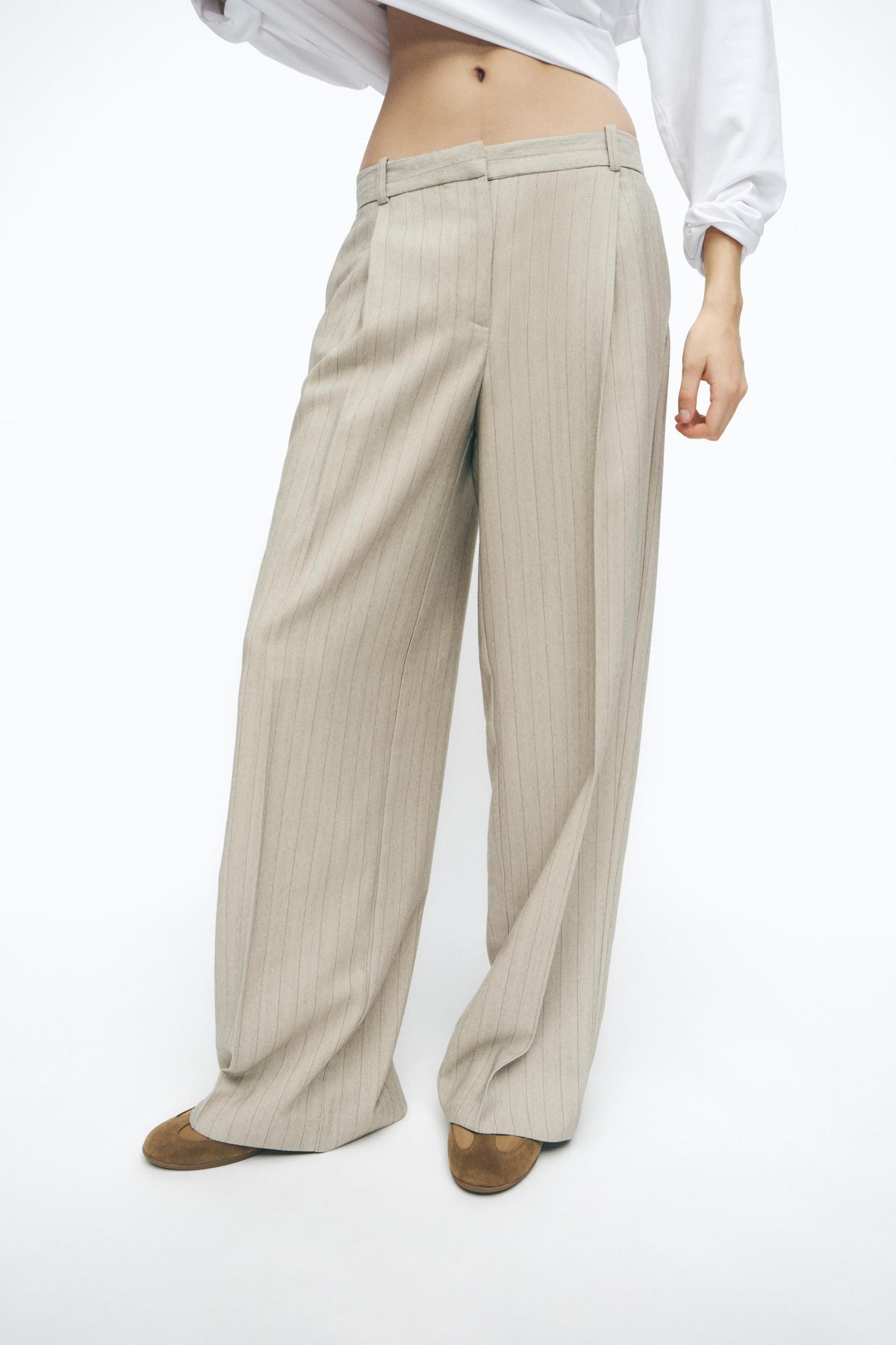 STRIPED HERRINGBONE PANTS Product Image