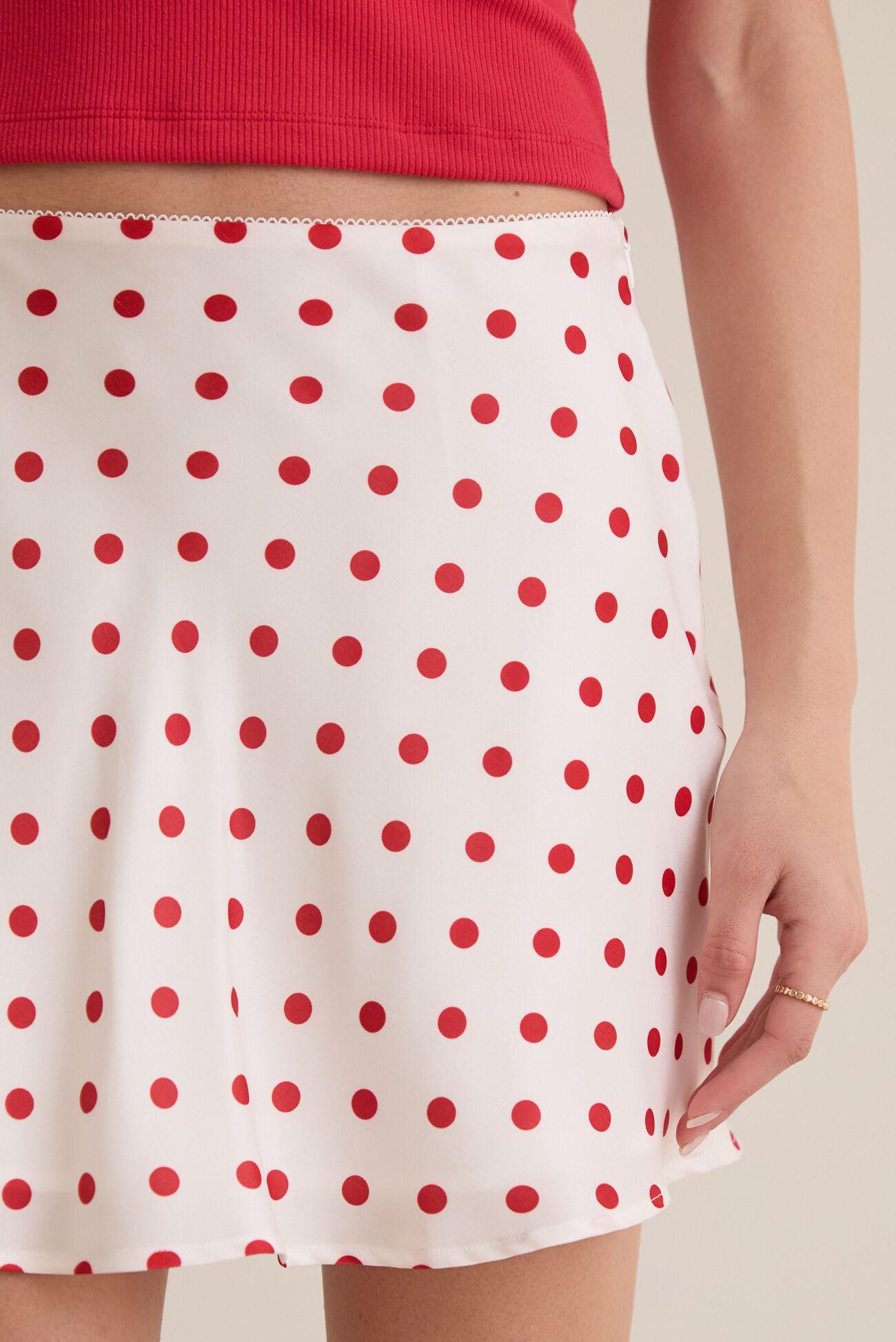 Maeve Polka Dot Satin Mini Skirt Product Image