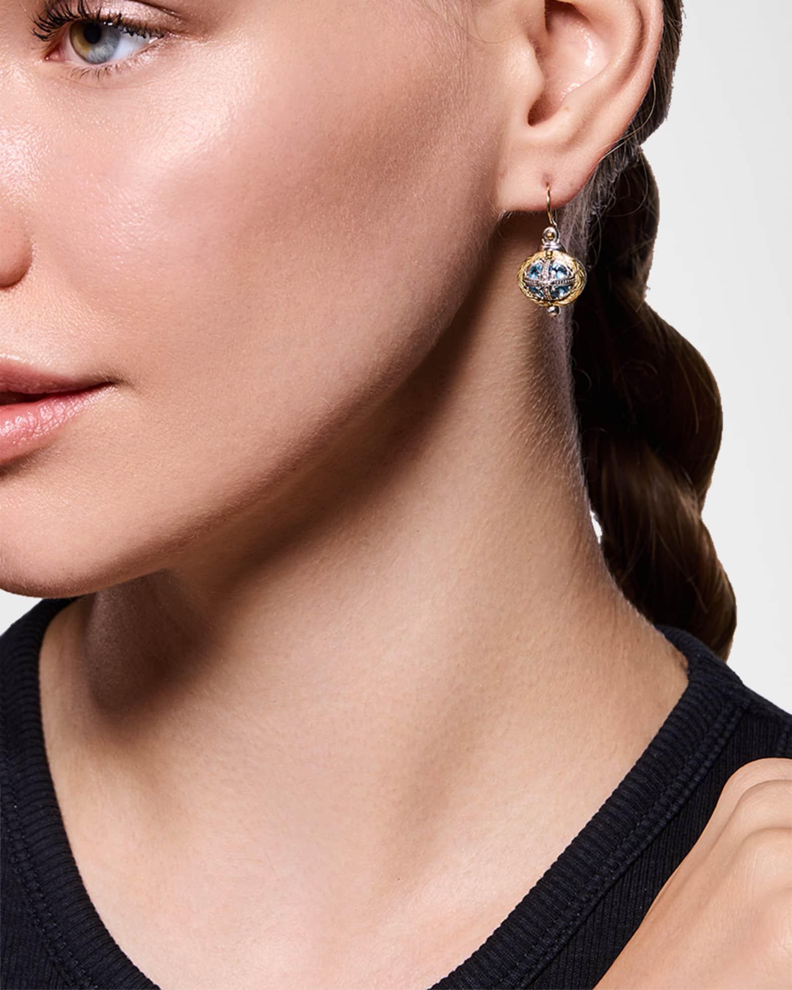 Kyma Silver and Gold Sky Blue Topaz Earrings Product Image