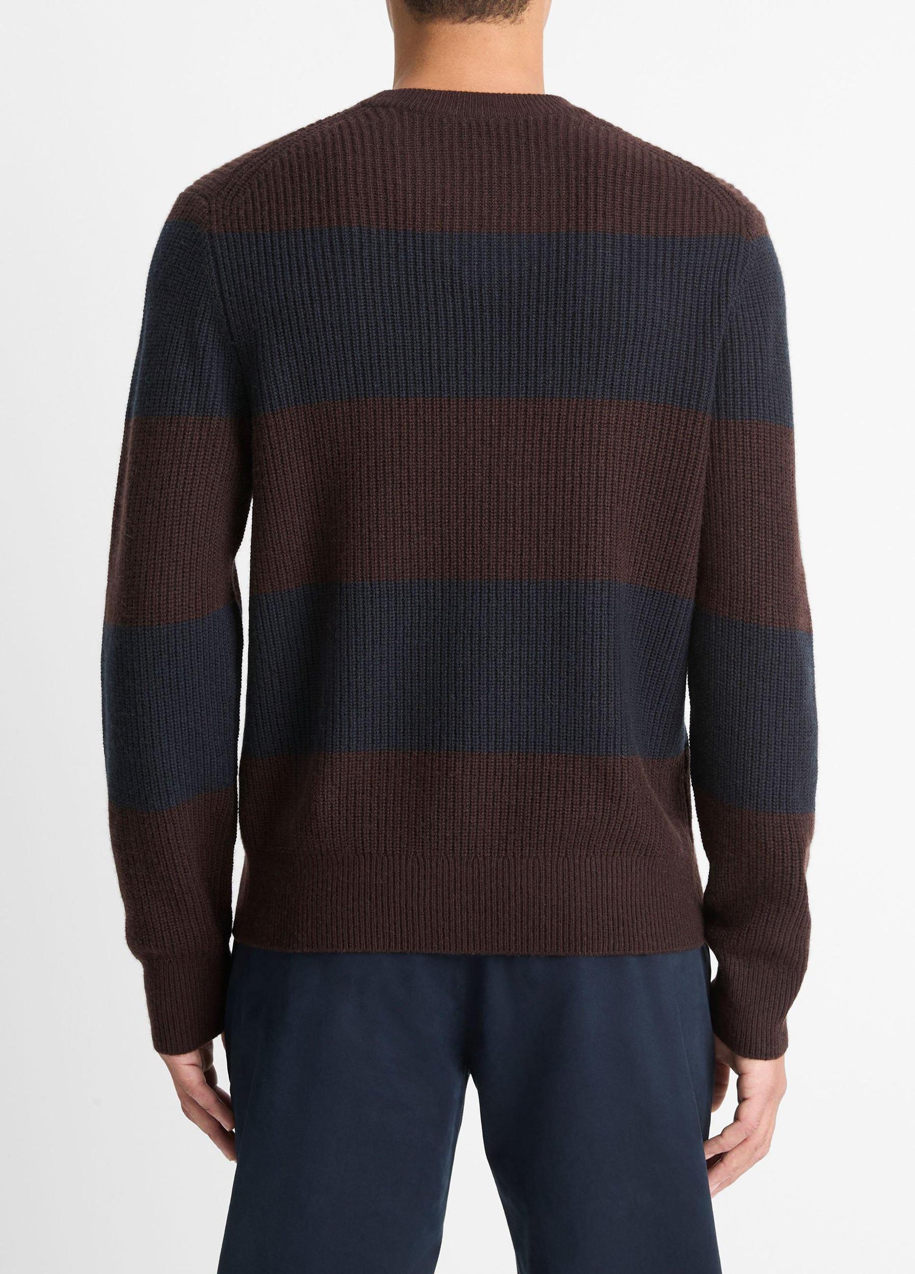 Striped Shaker-Stitch Wool-Cashmere Sweater Product Image