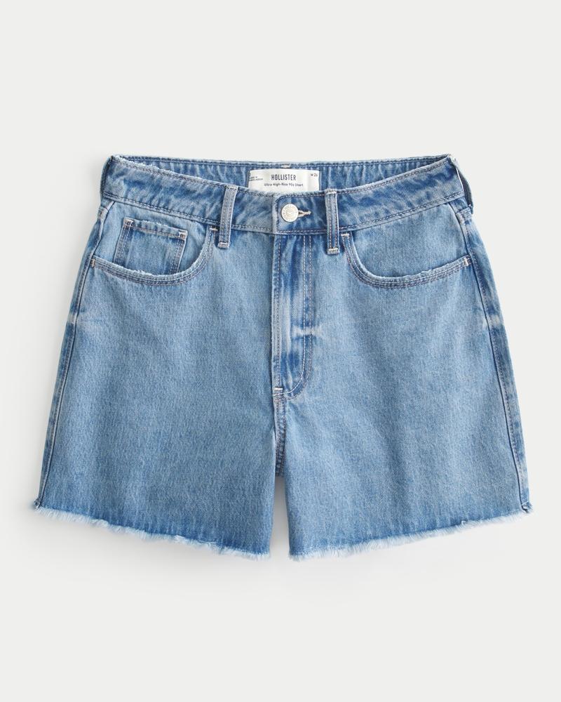 Ultra High-Rise Ripped Medium Wash 90s Denim Shorts 5" Product Image
