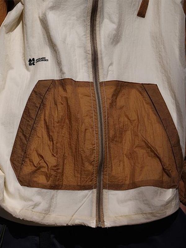 Men's Gorpcore Contrast Color Splice Hooded Jacket Product Image